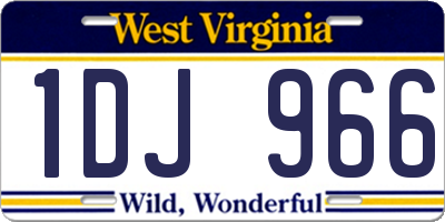 WV license plate 1DJ966