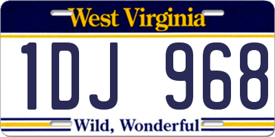 WV license plate 1DJ968