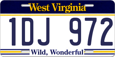 WV license plate 1DJ972