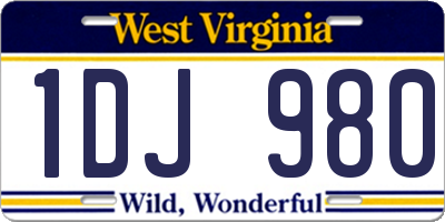 WV license plate 1DJ980