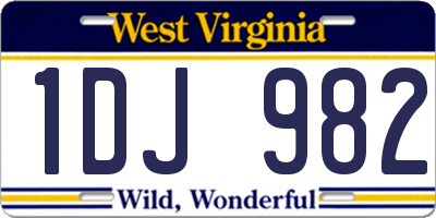 WV license plate 1DJ982