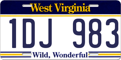 WV license plate 1DJ983