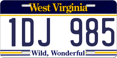 WV license plate 1DJ985