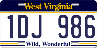 WV license plate 1DJ986