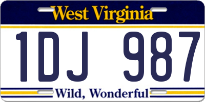 WV license plate 1DJ987