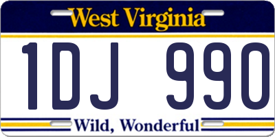 WV license plate 1DJ990