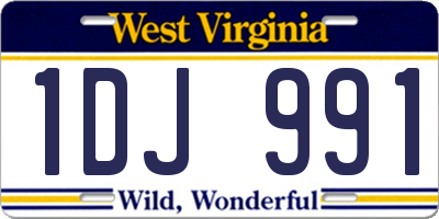 WV license plate 1DJ991