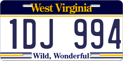 WV license plate 1DJ994