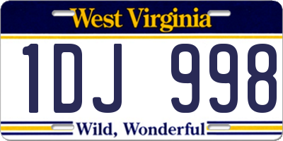WV license plate 1DJ998
