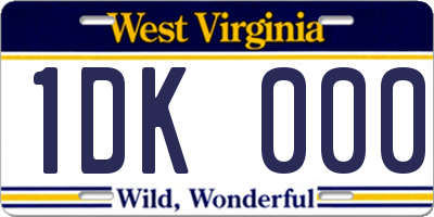 WV license plate 1DK000