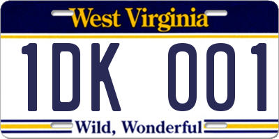 WV license plate 1DK001