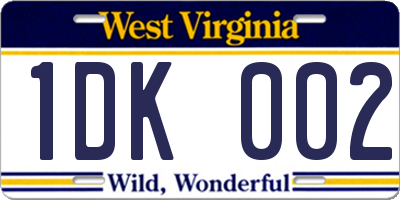 WV license plate 1DK002