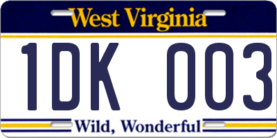 WV license plate 1DK003