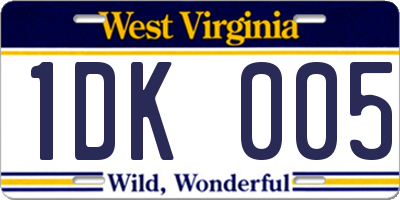 WV license plate 1DK005