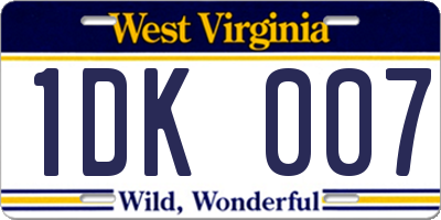 WV license plate 1DK007