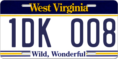 WV license plate 1DK008