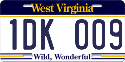 WV license plate 1DK009