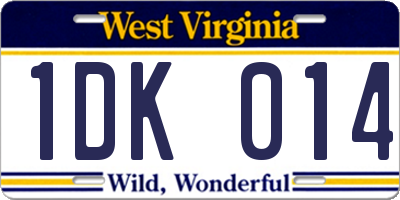 WV license plate 1DK014