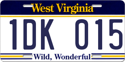 WV license plate 1DK015