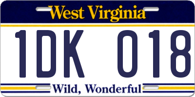 WV license plate 1DK018