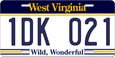 WV license plate 1DK021