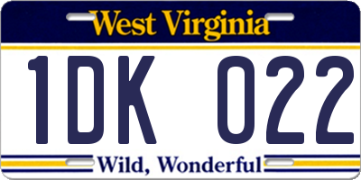 WV license plate 1DK022