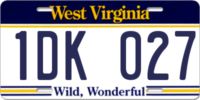 WV license plate 1DK027