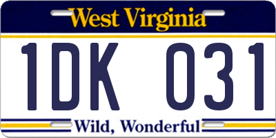 WV license plate 1DK031