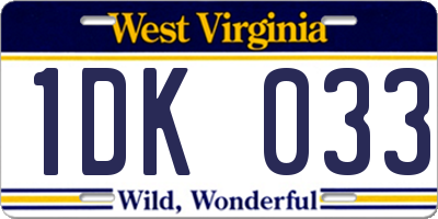 WV license plate 1DK033