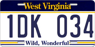 WV license plate 1DK034