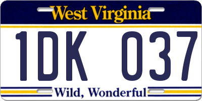 WV license plate 1DK037