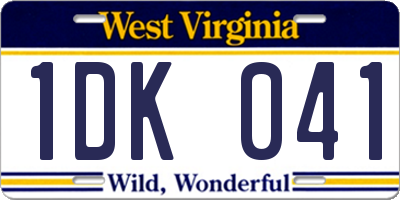 WV license plate 1DK041