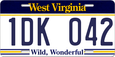 WV license plate 1DK042