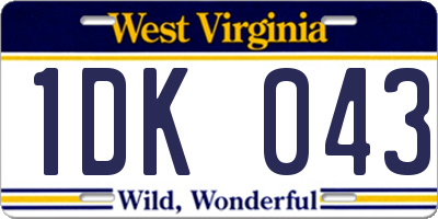 WV license plate 1DK043