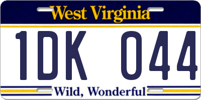 WV license plate 1DK044