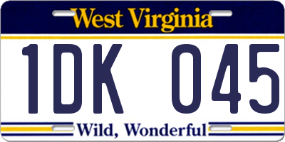 WV license plate 1DK045