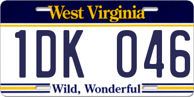 WV license plate 1DK046