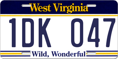 WV license plate 1DK047