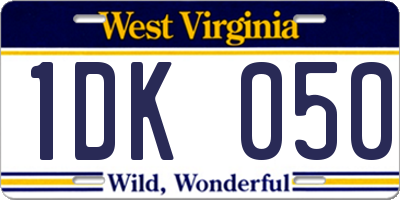 WV license plate 1DK050