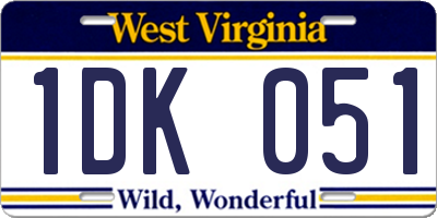 WV license plate 1DK051