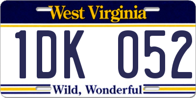 WV license plate 1DK052
