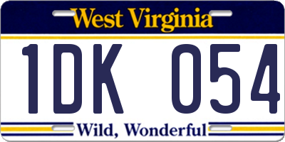 WV license plate 1DK054