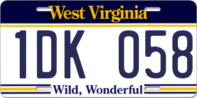 WV license plate 1DK058