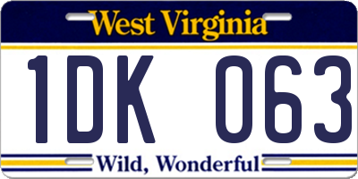 WV license plate 1DK063