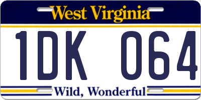WV license plate 1DK064