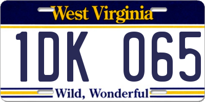 WV license plate 1DK065