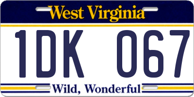 WV license plate 1DK067