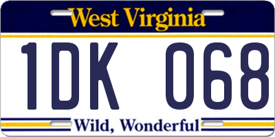 WV license plate 1DK068