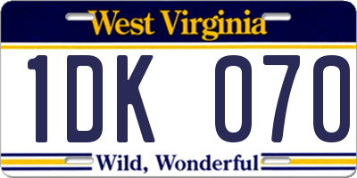 WV license plate 1DK070