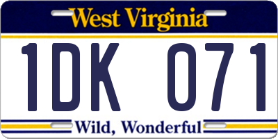 WV license plate 1DK071